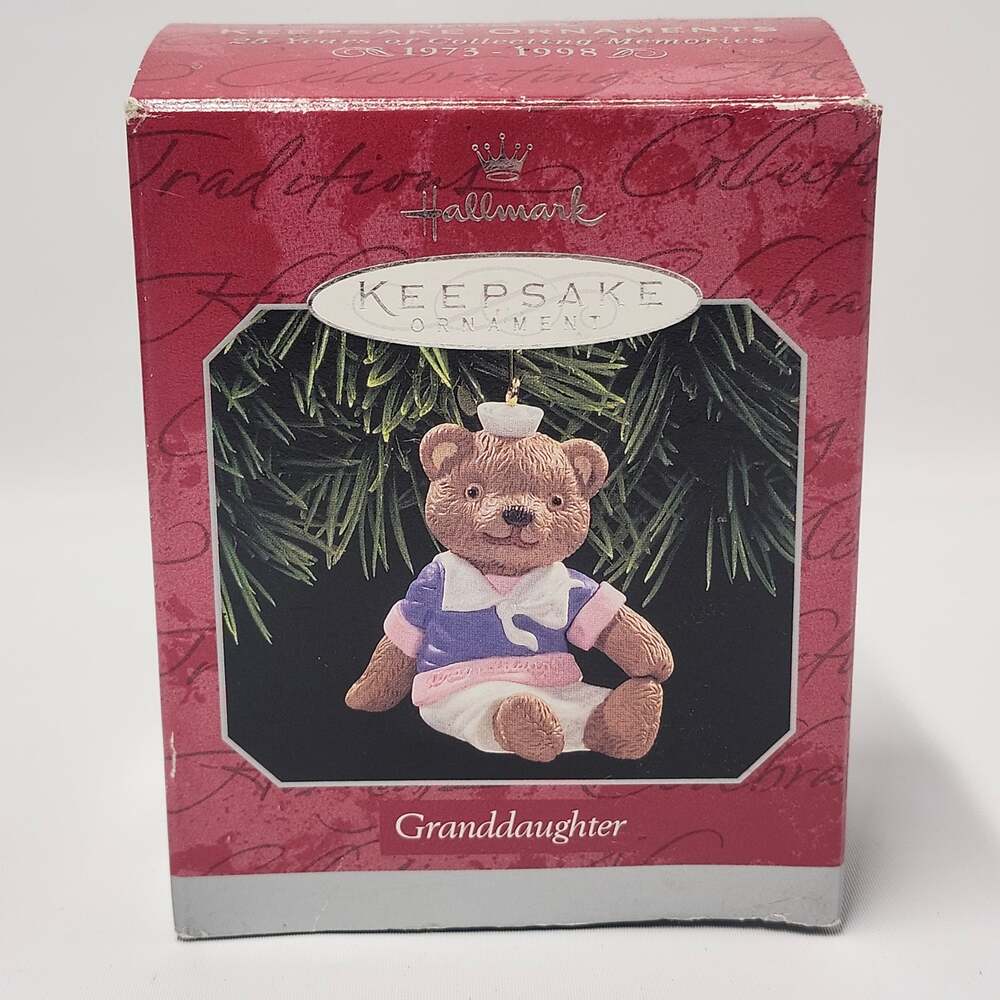 1998 Hallmark Keepsake Granddaughter Teddy Bear Christmas Ornament QX6683